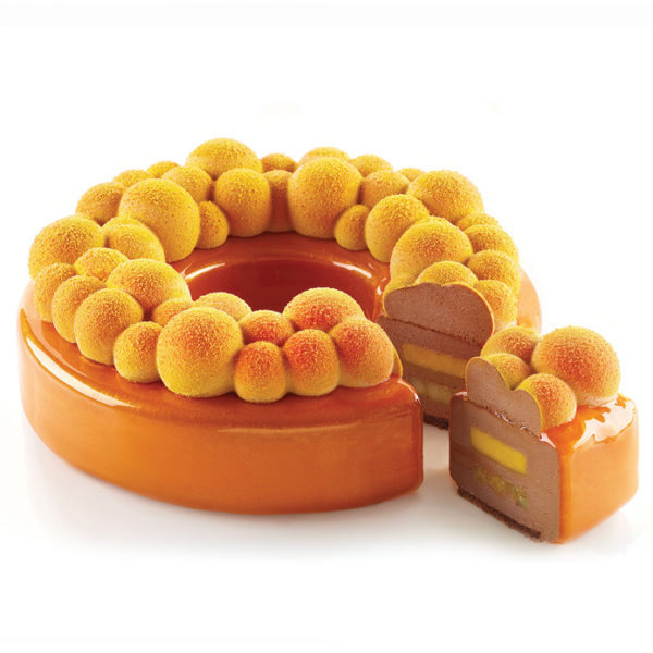 Kit Bubble Crown 1000 - tredelad tårtform i silikon från Silikomart orange