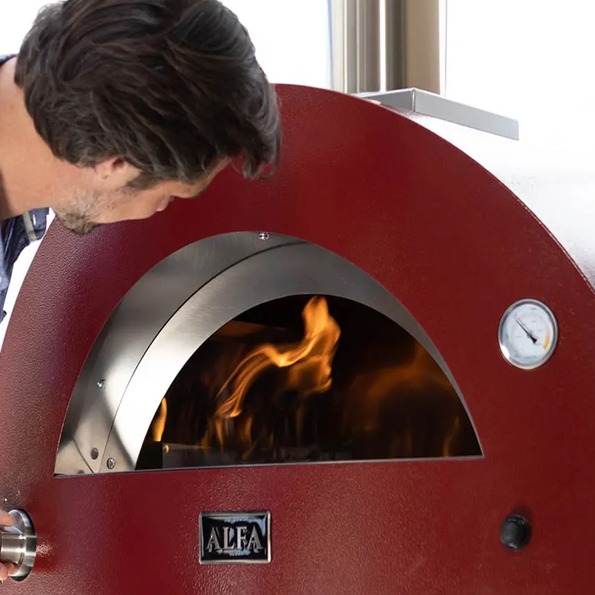MODERNO 3 Pizze Hybrid pizzaugn från Alfa vedugn gasol vedbakad pizza tittut det brinner