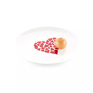 Silikomart Stencil Amore silikon schablon 2-pack. Perfekt för exakta dekorationer på dessert och tallrik. EU-tillverkad, tål ugn och frys.