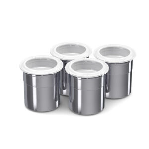 Metallbägare 4-pack till FRXSH. Universalstorlek kompatibel med Pacojet® och HotmixPRO®. Perfekt för glass, sorbet och mousse.